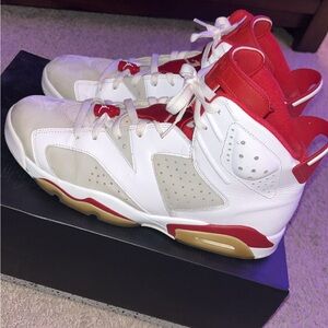Jordan Men's White and Red Sneakers